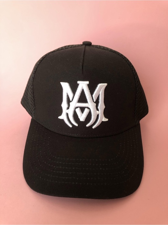 AMIRI Accessories - AMIRI Black Trucker Hat Embroidered AM Logo Unisex Sun Hat